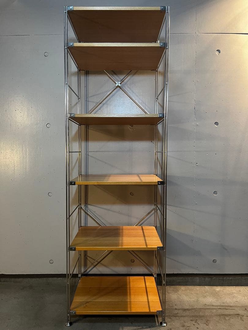 ゆりん★無印 ステンレスユニットシェルフ・タモ材棚セット・棚板６枚