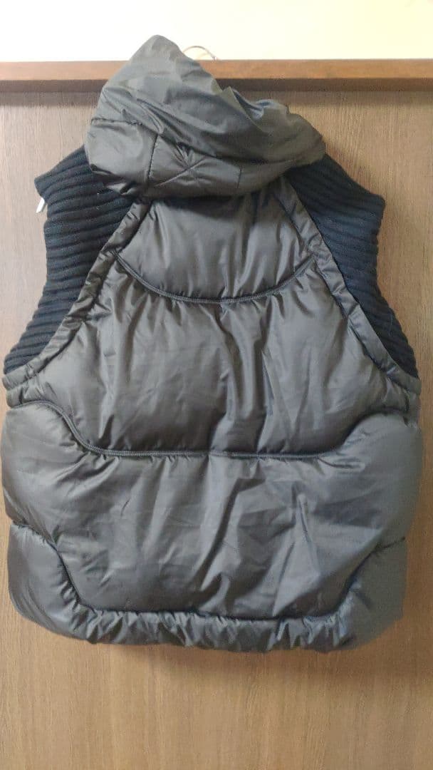 ニットドッキングダウンベスト フード ダウンベスト ブラック フード付き 中綿