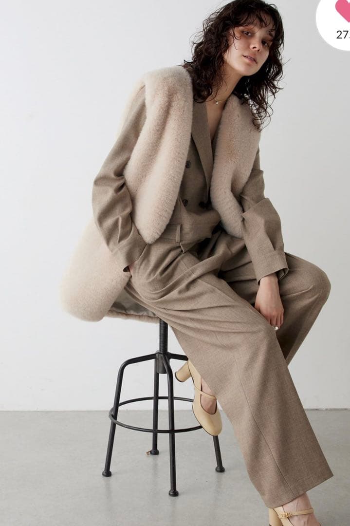 【THE PAUSE】テーラーカラージャンプスーツ ベージュ