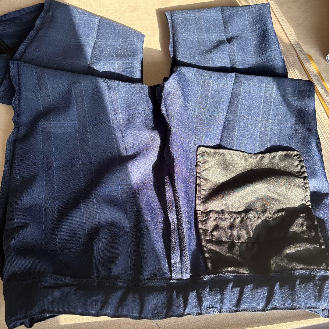 極美品✨ワンダーファクトリー　男子フォーマルスーツ　ネイビー　チェック① ②