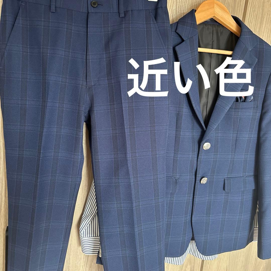 極美品✨ワンダーファクトリー　男子フォーマルスーツ　ネイビー　チェック① ②