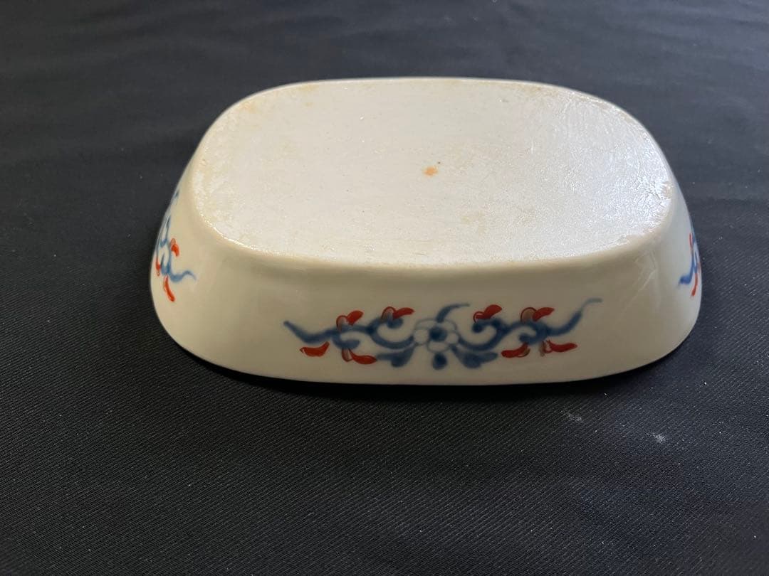 -*♡様 【手描き】 色絵 削り高台 長角皿 8客 管理A3700 有田 古伊万