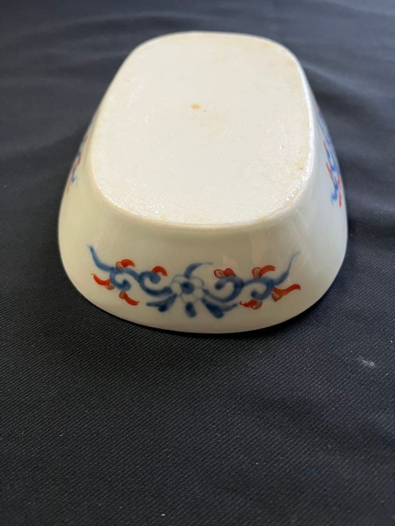 -*♡様 【手描き】 色絵 削り高台 長角皿 8客 管理A3700 有田 古伊万