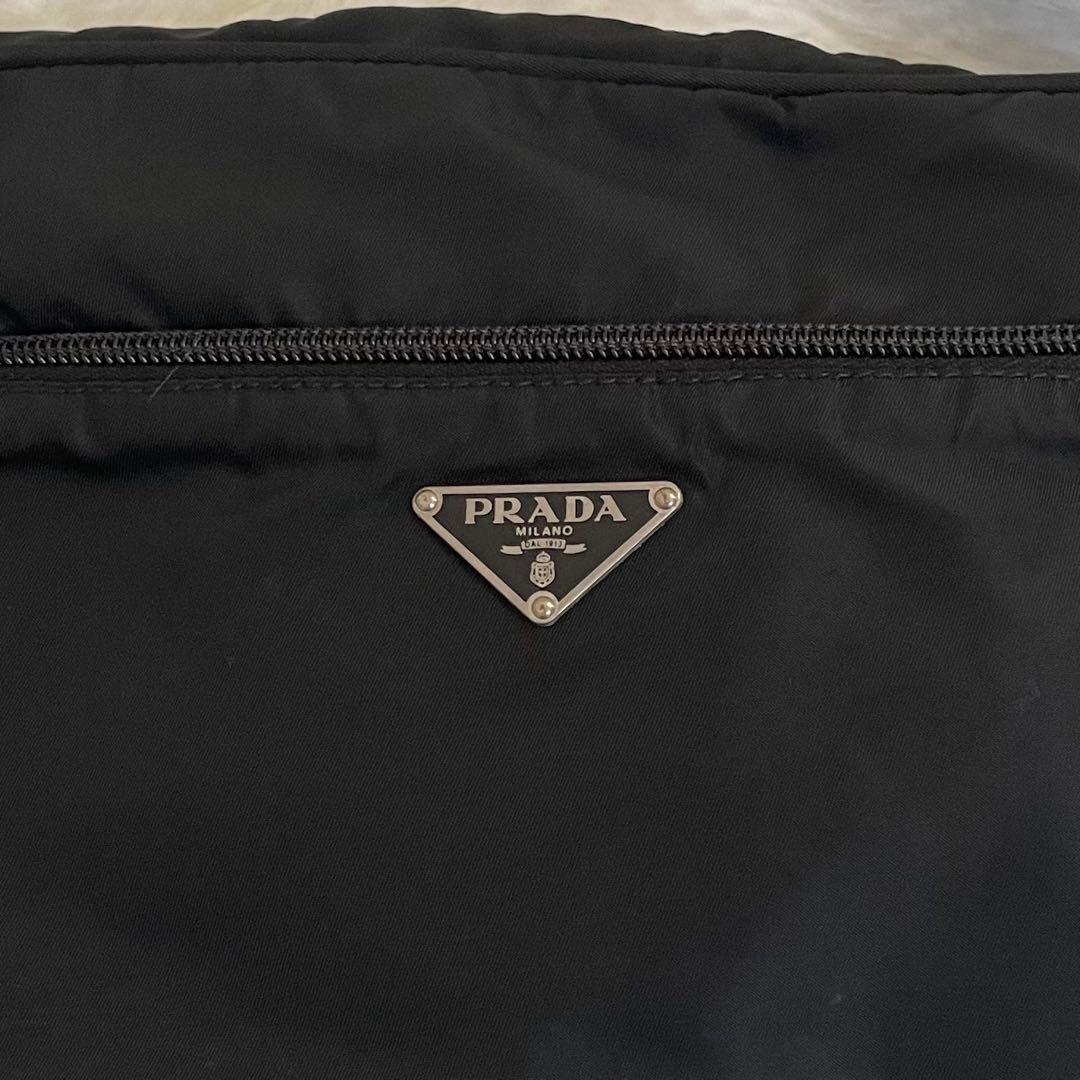 美品 PRADA ショルダーバッグ カメラバッグ ナイロン レザー 三角ロゴ
