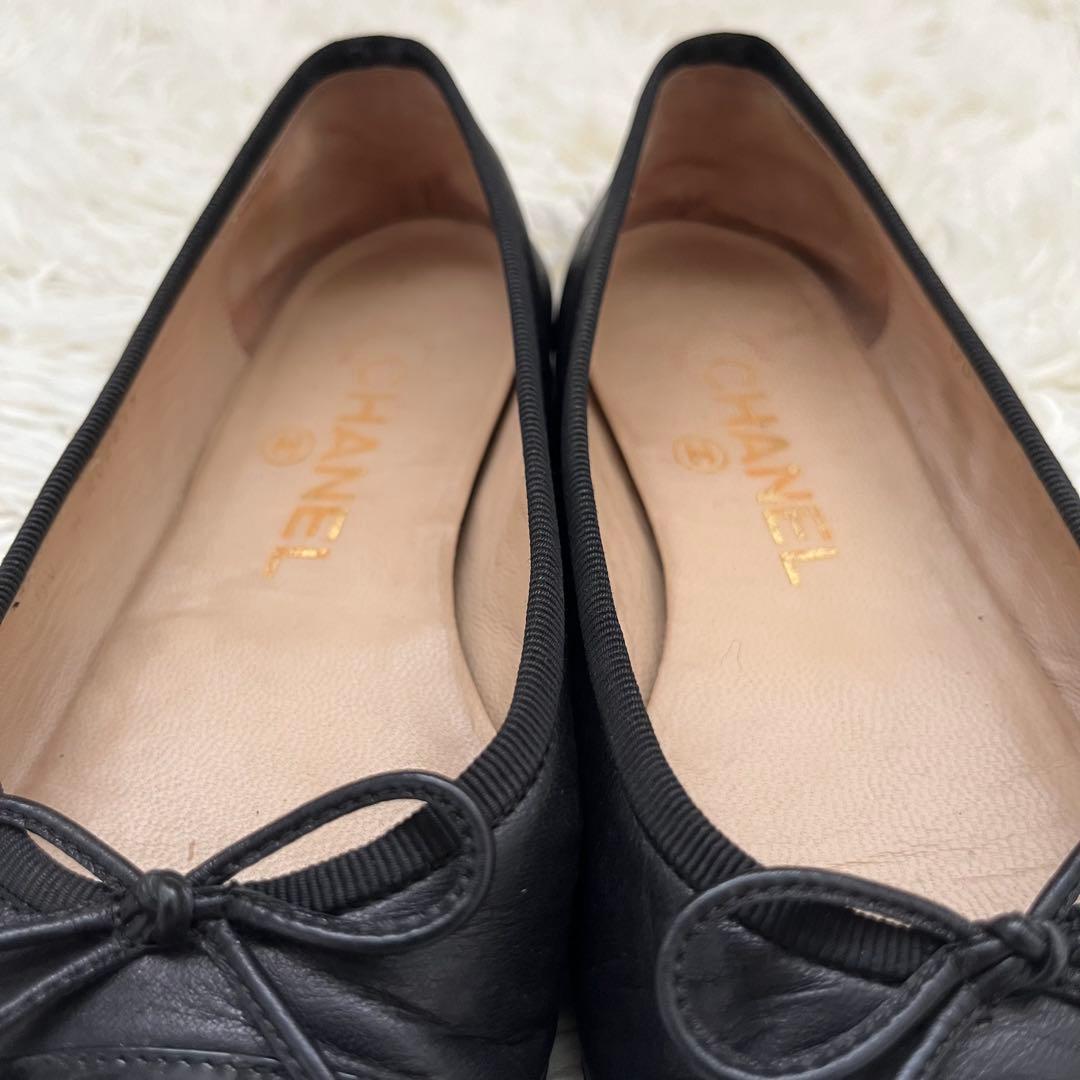 CHANEL ココマーク　バレエシューズ リボン　パンプス サイズ34 黒
