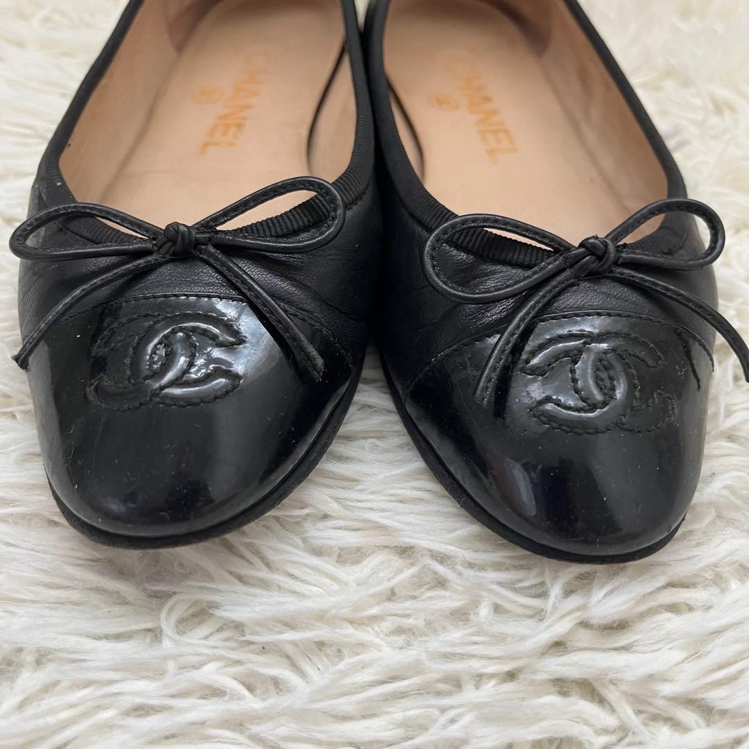 CHANEL ココマーク　バレエシューズ リボン　パンプス サイズ34 黒