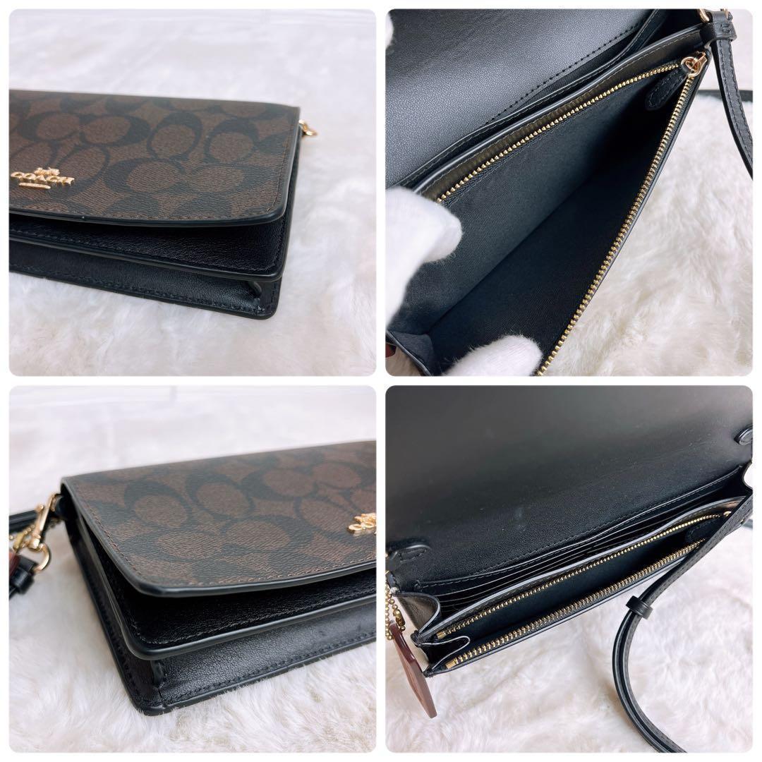 極美品☆COACHコーチ 2way お財布ショルダーバッグ ブラウン レザー