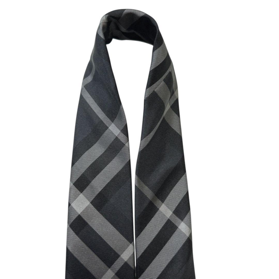 未使用品　バーバリー 現行タグ 7cm ネクタイ 箱付き グレー チェック