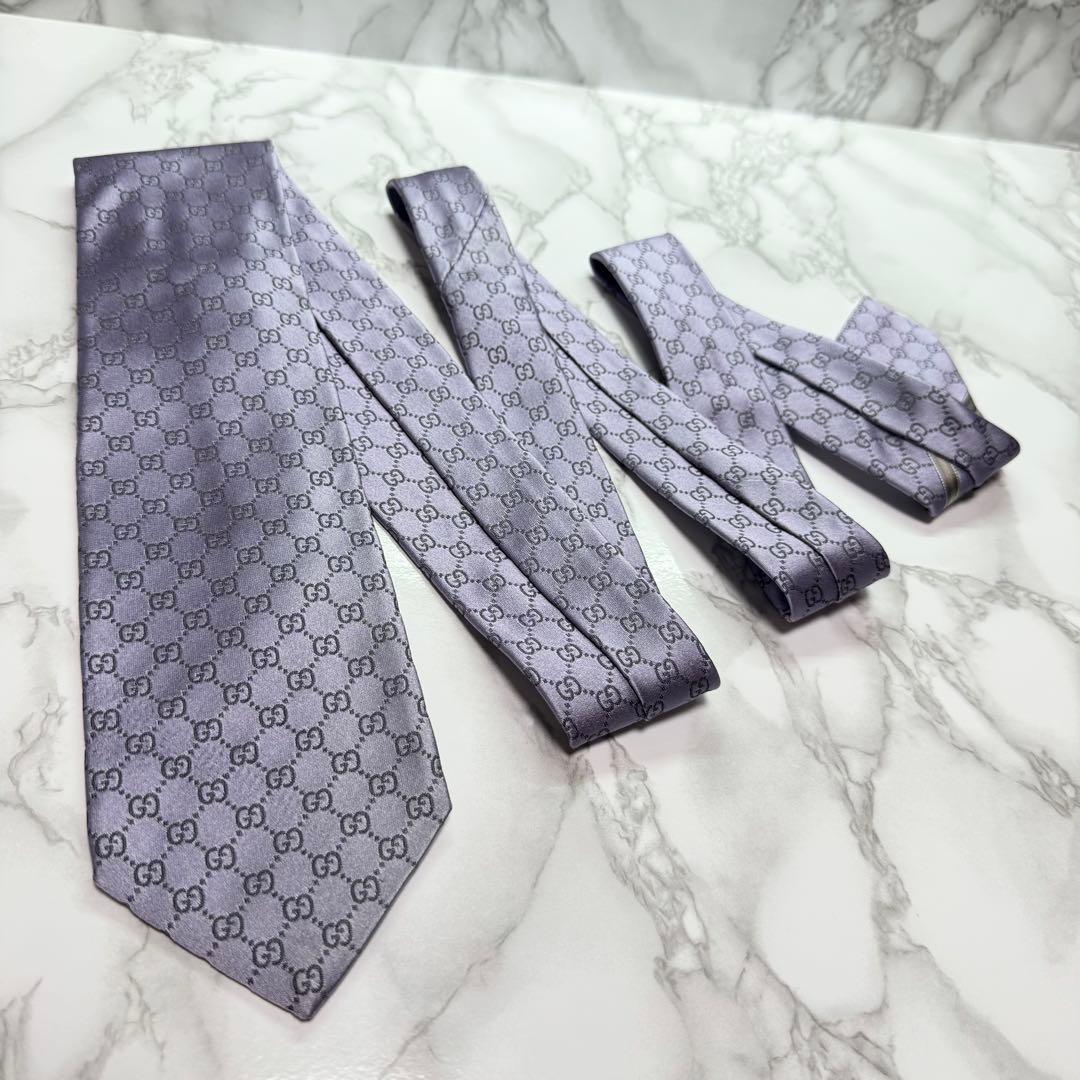 ✨極美品✨ 近年モデル GUCCI ネクタイ シルク100% GG柄 ベルト 艶