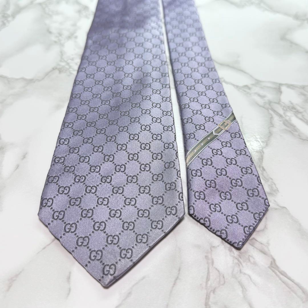 ✨極美品✨ 近年モデル GUCCI ネクタイ シルク100% GG柄 ベルト 艶