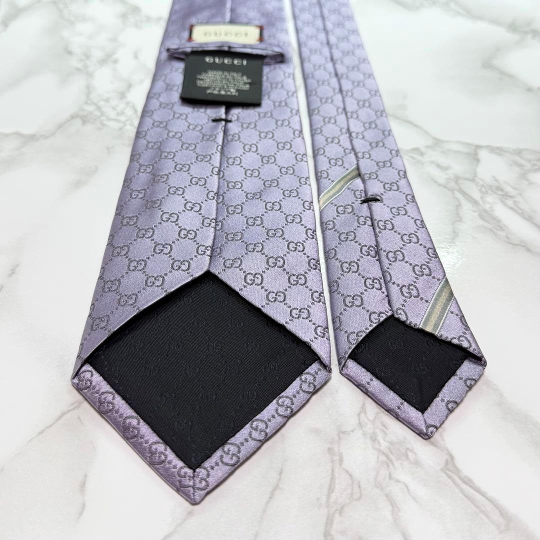 ✨極美品✨ 近年モデル GUCCI ネクタイ シルク100% GG柄 ベルト 艶