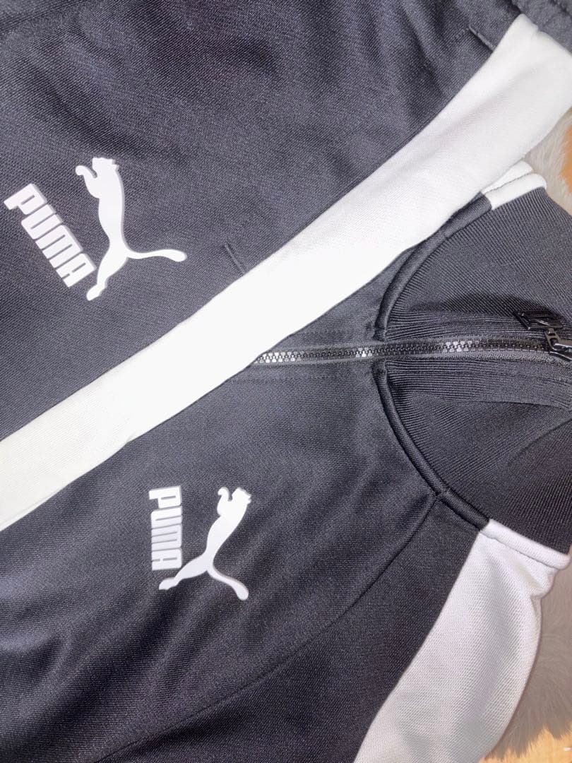 PUMA ジップアップジャージ 黒/白