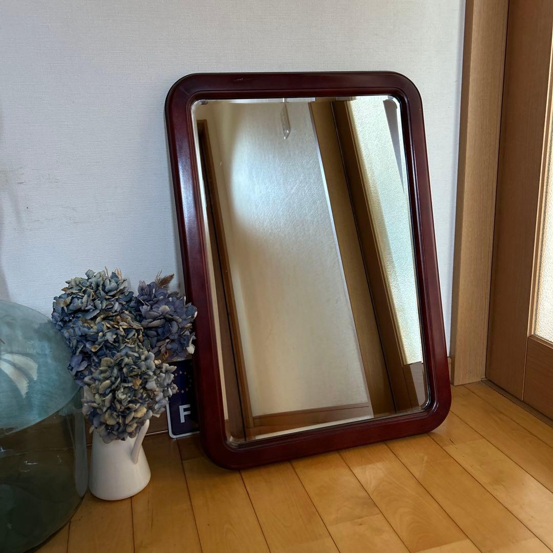 昭和レトロ！ヴィンテージ！オールドカリモク　ウォールミラー　カッコイイです！