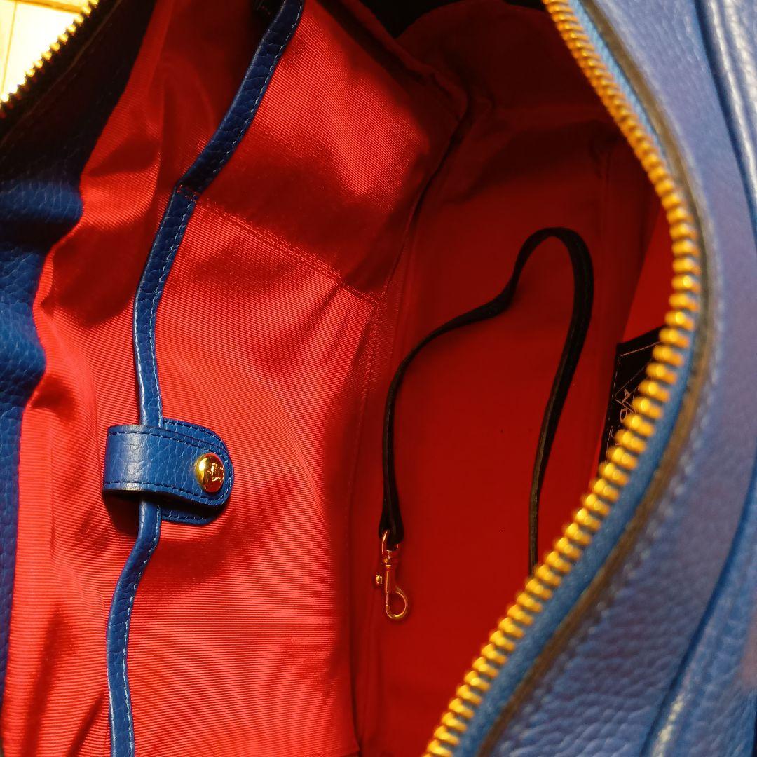 A.D.M.J. レザーショルダーバッグ 青 美品 ブルー ボストン