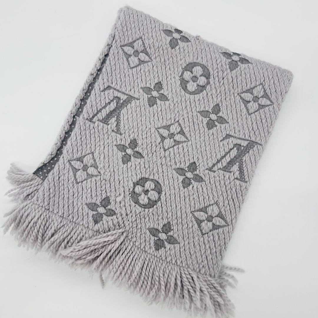 ルイヴィトン M74742　エシャルプ ロゴマニア マフラー グレー ウール