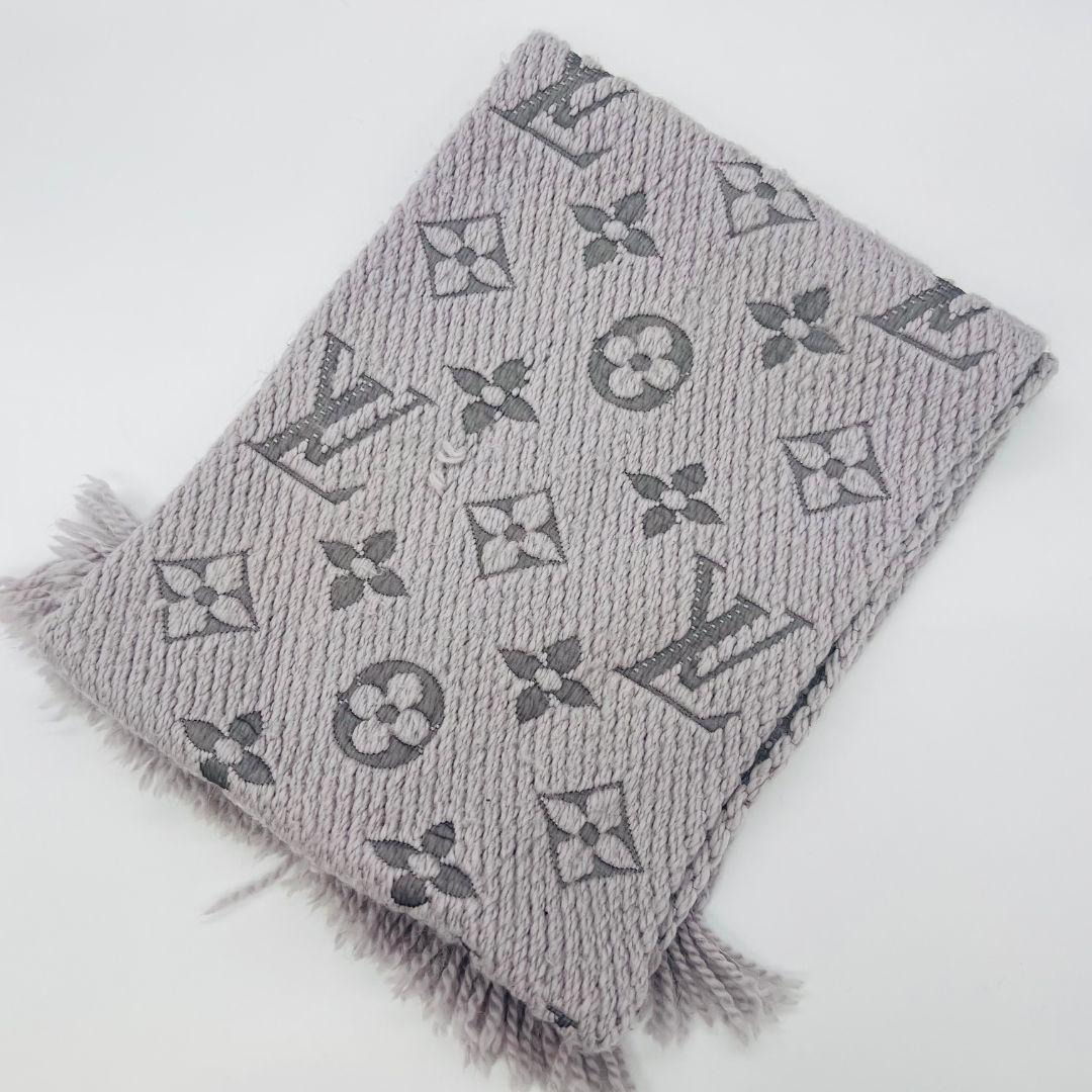 ルイヴィトン M74742　エシャルプ ロゴマニア マフラー グレー ウール