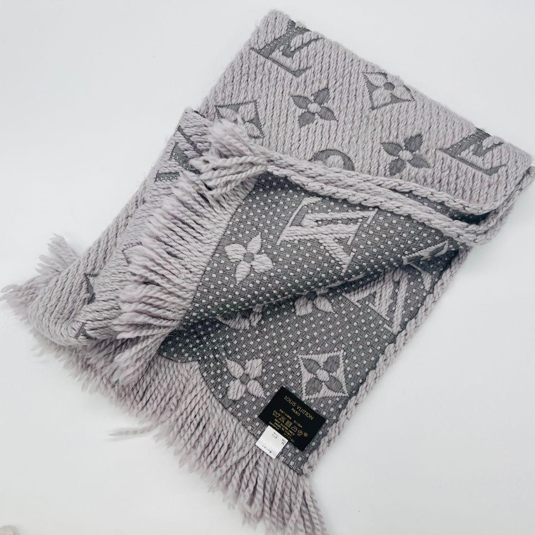 ルイヴィトン M74742　エシャルプ ロゴマニア マフラー グレー ウール