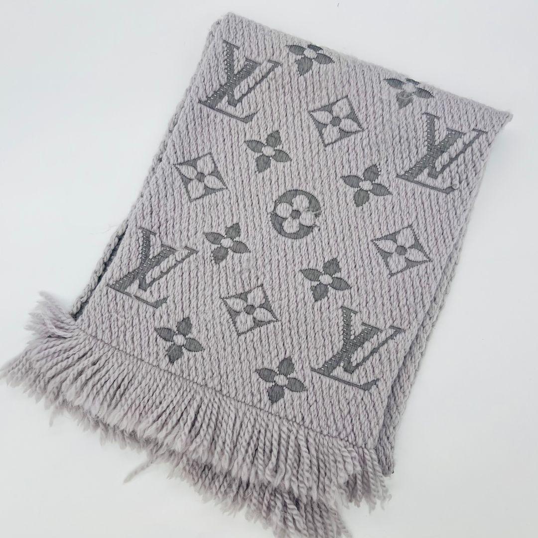 ルイヴィトン M74742　エシャルプ ロゴマニア マフラー グレー ウール