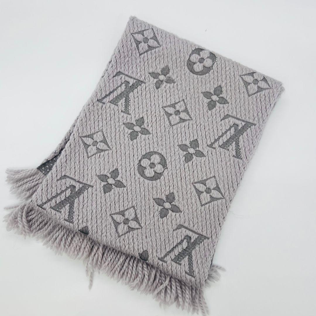 ルイヴィトン M74742　エシャルプ ロゴマニア マフラー グレー ウール