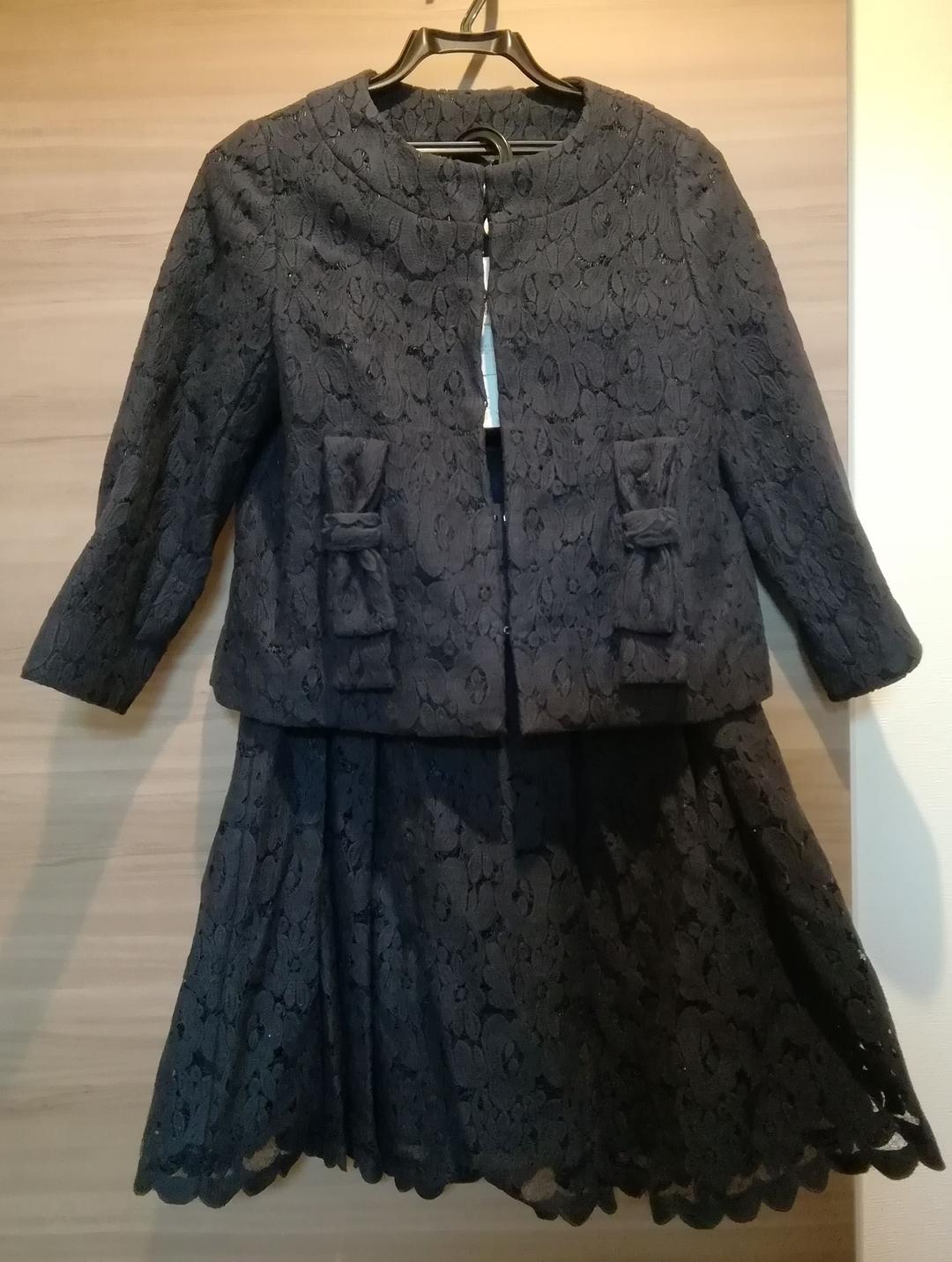 ドンルサロン　グレシャスレースジャケットとスカートセットアップ　ネイビー
