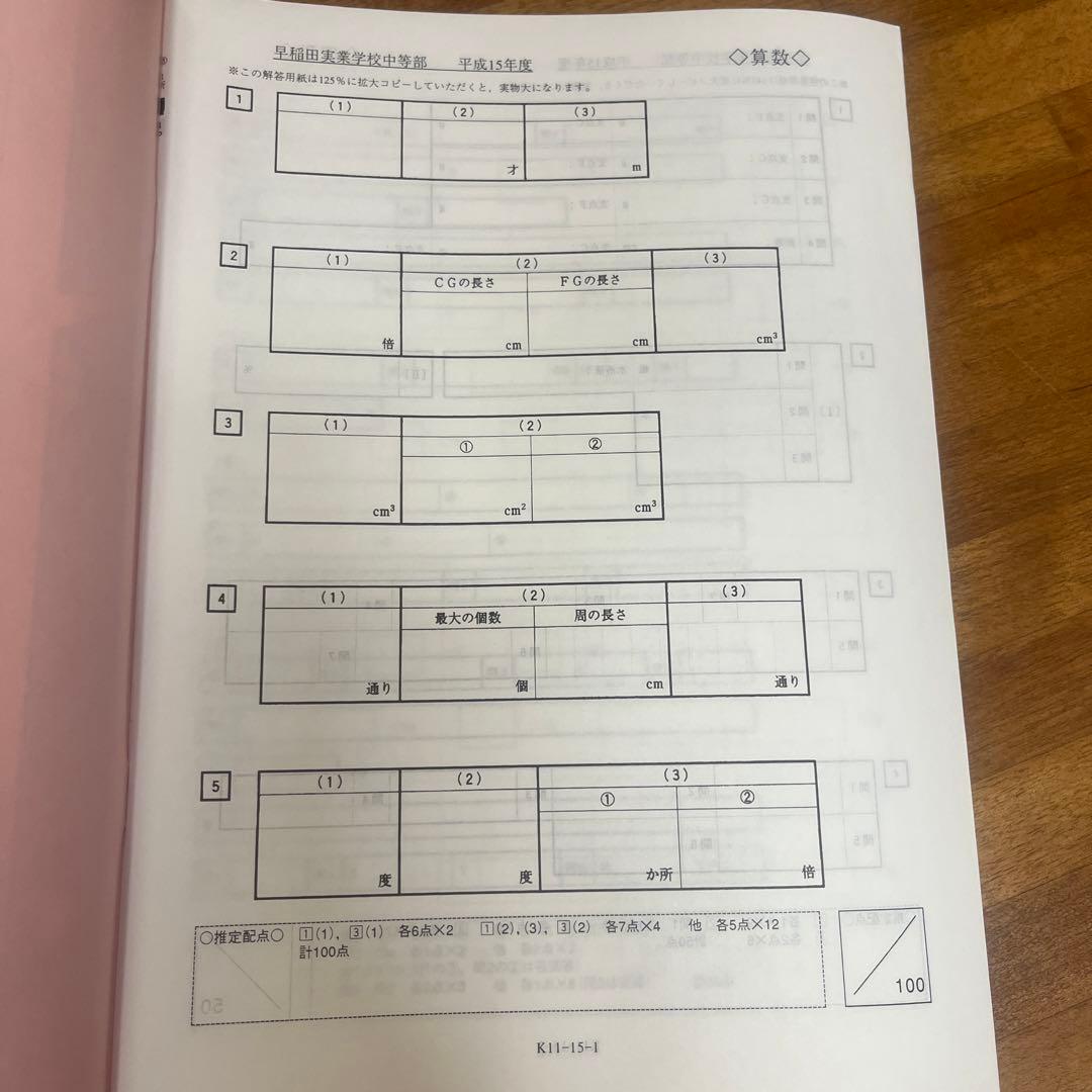 早稲田実業学校中等部 最近5年間 16年度用