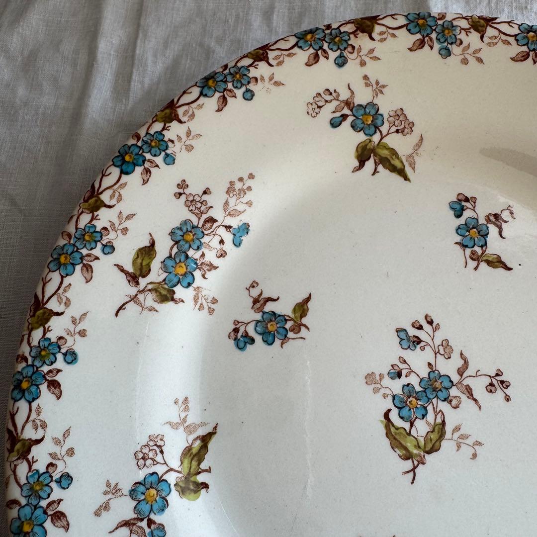 フランスアンティーク GIEN 忘れな草プレート皿