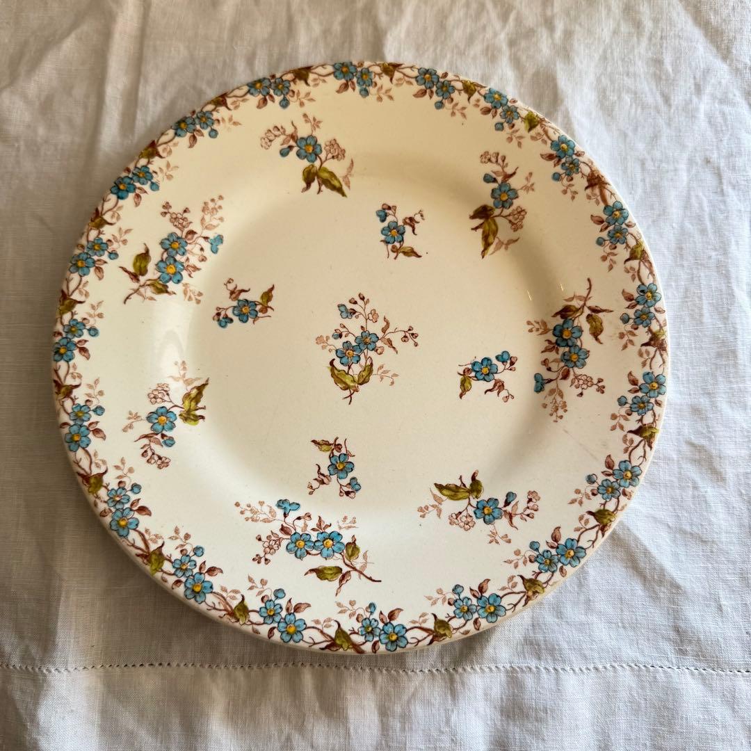 フランスアンティーク GIEN 忘れな草プレート皿