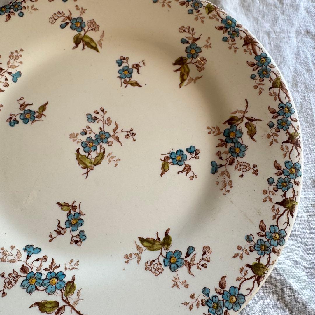 フランスアンティーク GIEN 忘れな草プレート皿