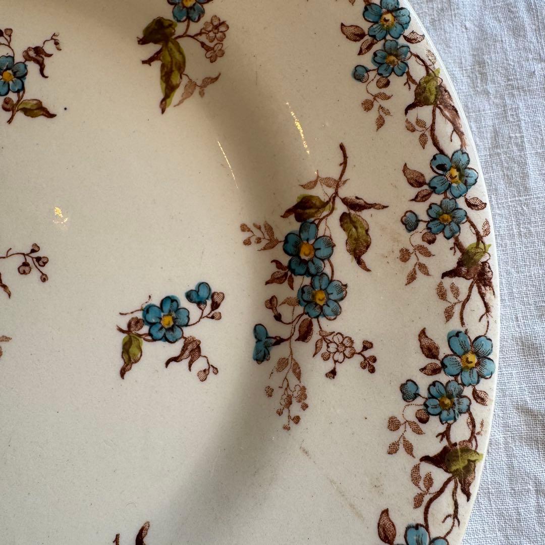 フランスアンティーク GIEN 忘れな草プレート皿