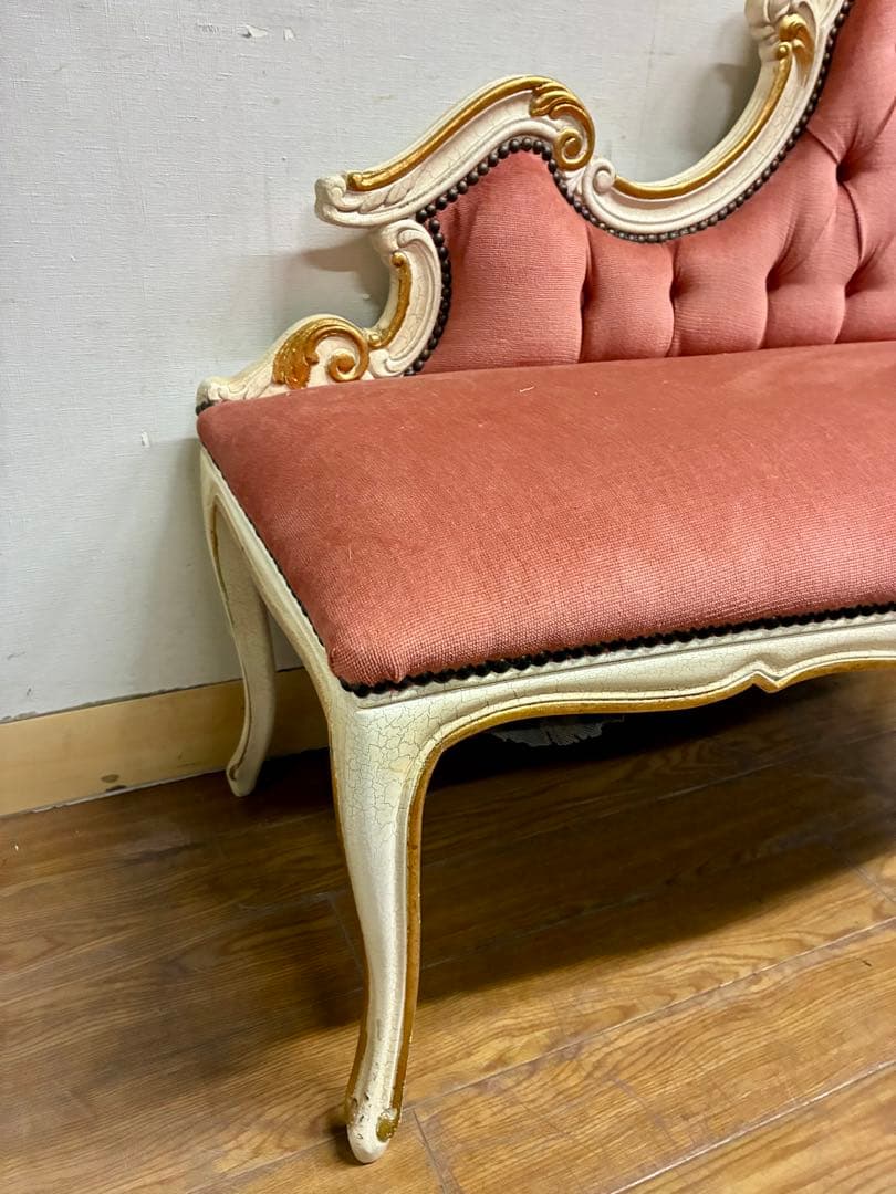 ラブラブ☆管385☆イタリア製☆ロココ調☆姫系☆カウチソファー☆ベンチ