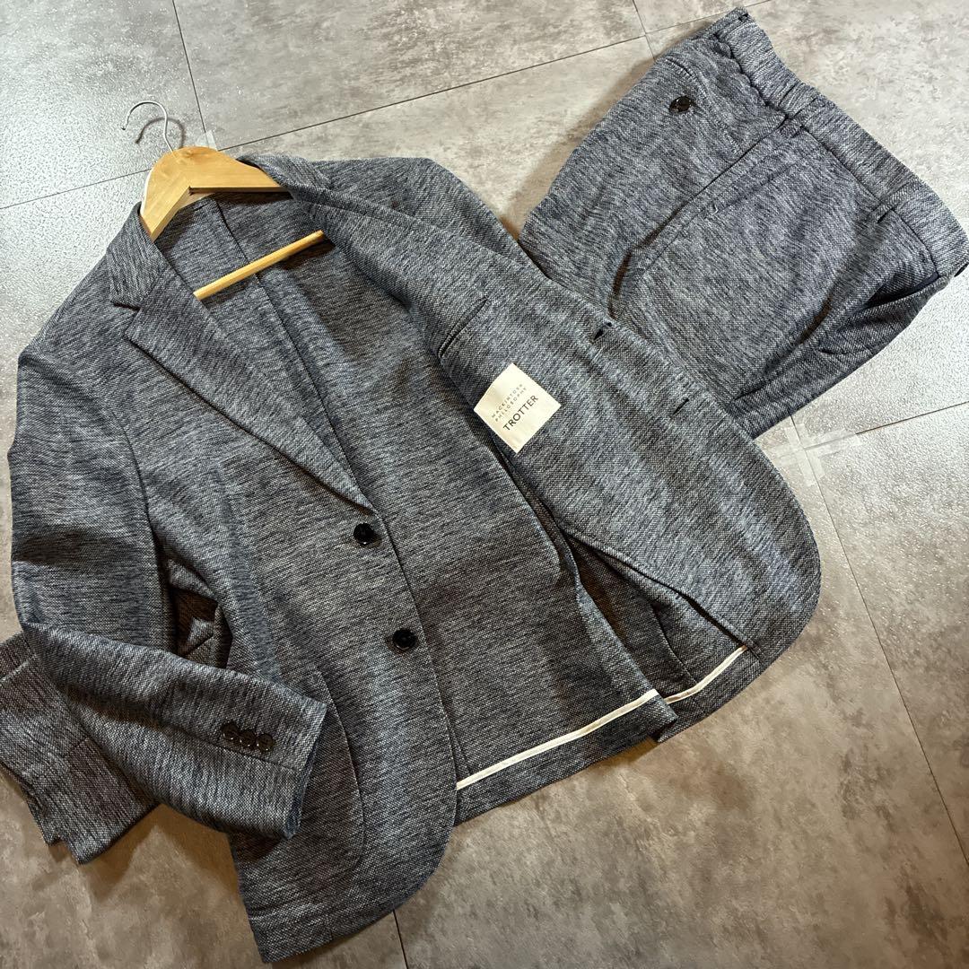 良品 トロッター メンズスーツセットアップ ストレッチ ツイル ネイビー 36