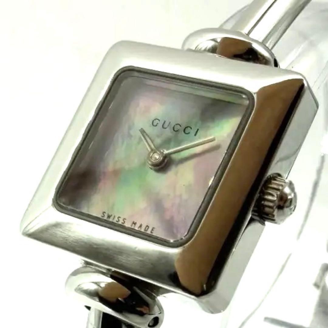 【稼働】グッチ 1900L 腕時計 ピンクシェル スイス製 バングルウォッチ