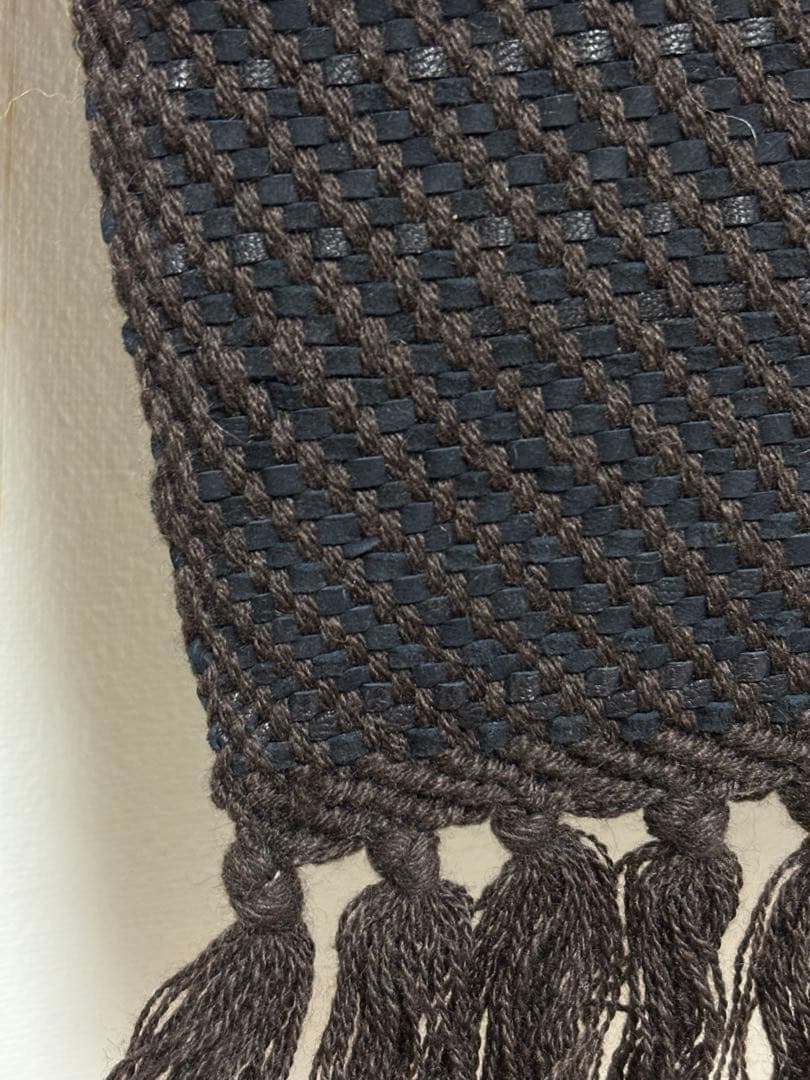 BOTTEGA VENETA イントレチャートカシミア・ラムレザーマフラー