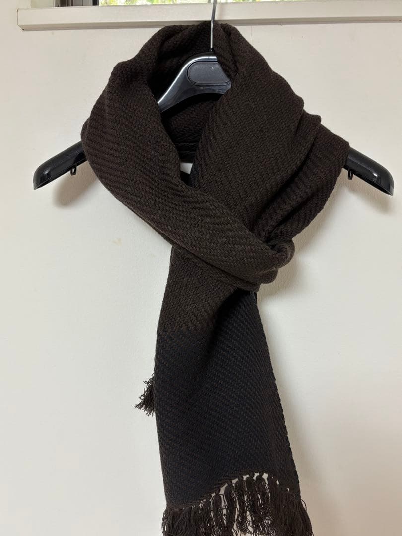 BOTTEGA VENETA イントレチャートカシミア・ラムレザーマフラー