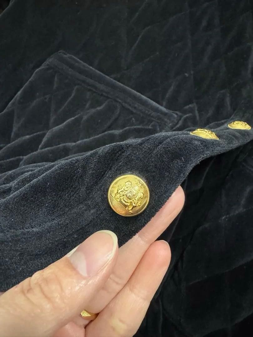 CELINE セリーヌ ブラックベロアキルティングノーカラージャケット