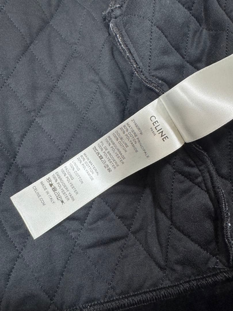 CELINE セリーヌ ブラックベロアキルティングノーカラージャケット