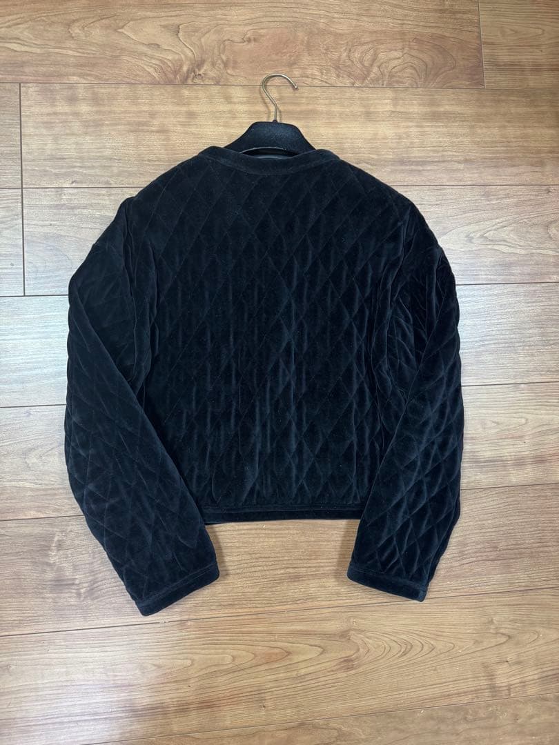 CELINE セリーヌ ブラックベロアキルティングノーカラージャケット