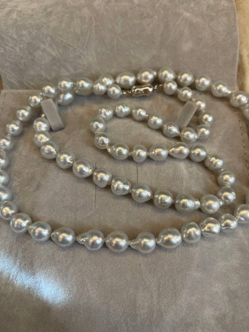 ディノス 白蝶バロックパールロングネックレス 約85cm