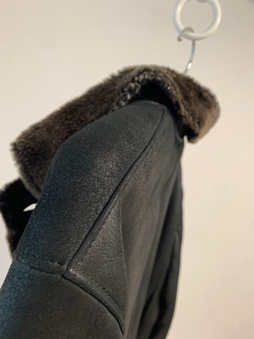 ダックス リアルムートン ロングコート ブラック 48 羊革 本革