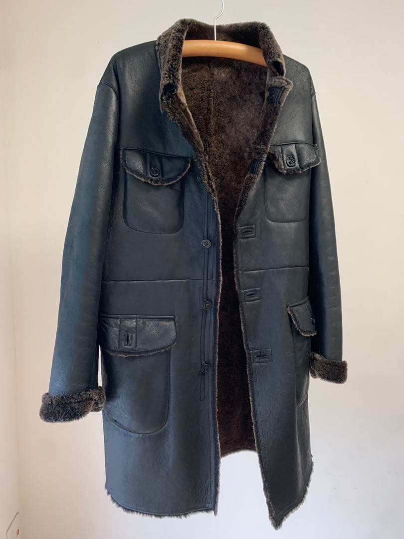 ダックス リアルムートン ロングコート ブラック 48 羊革 本革