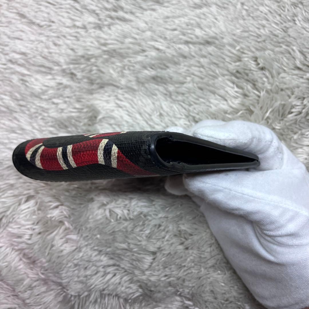 極美品✨GUCCI キングスネーク GGスプリーム 二つ折り財布 GG柄