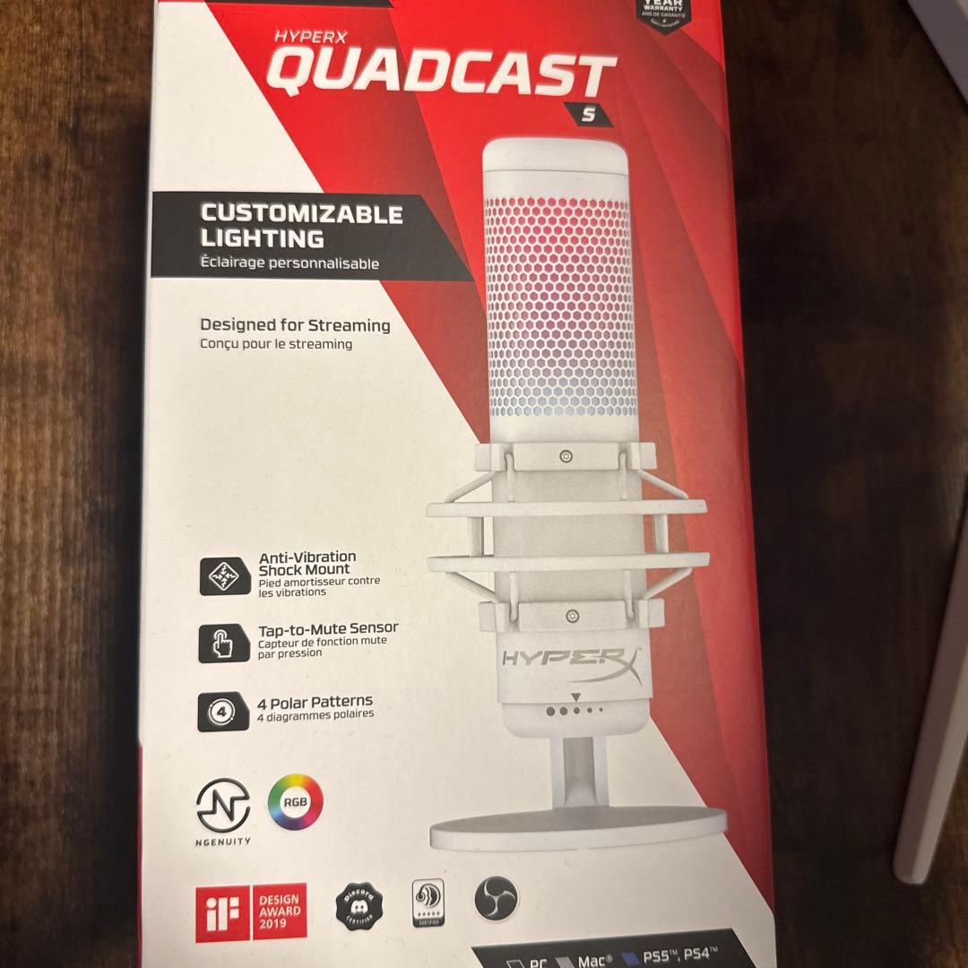 HyperX QuadCast S スタンドアロンマイク ホワイト