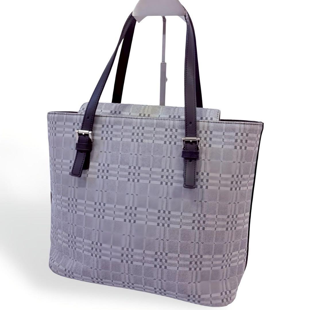 BURBERRY ノバチェック トートバッグ グレー A4収納可 肩掛けかばん