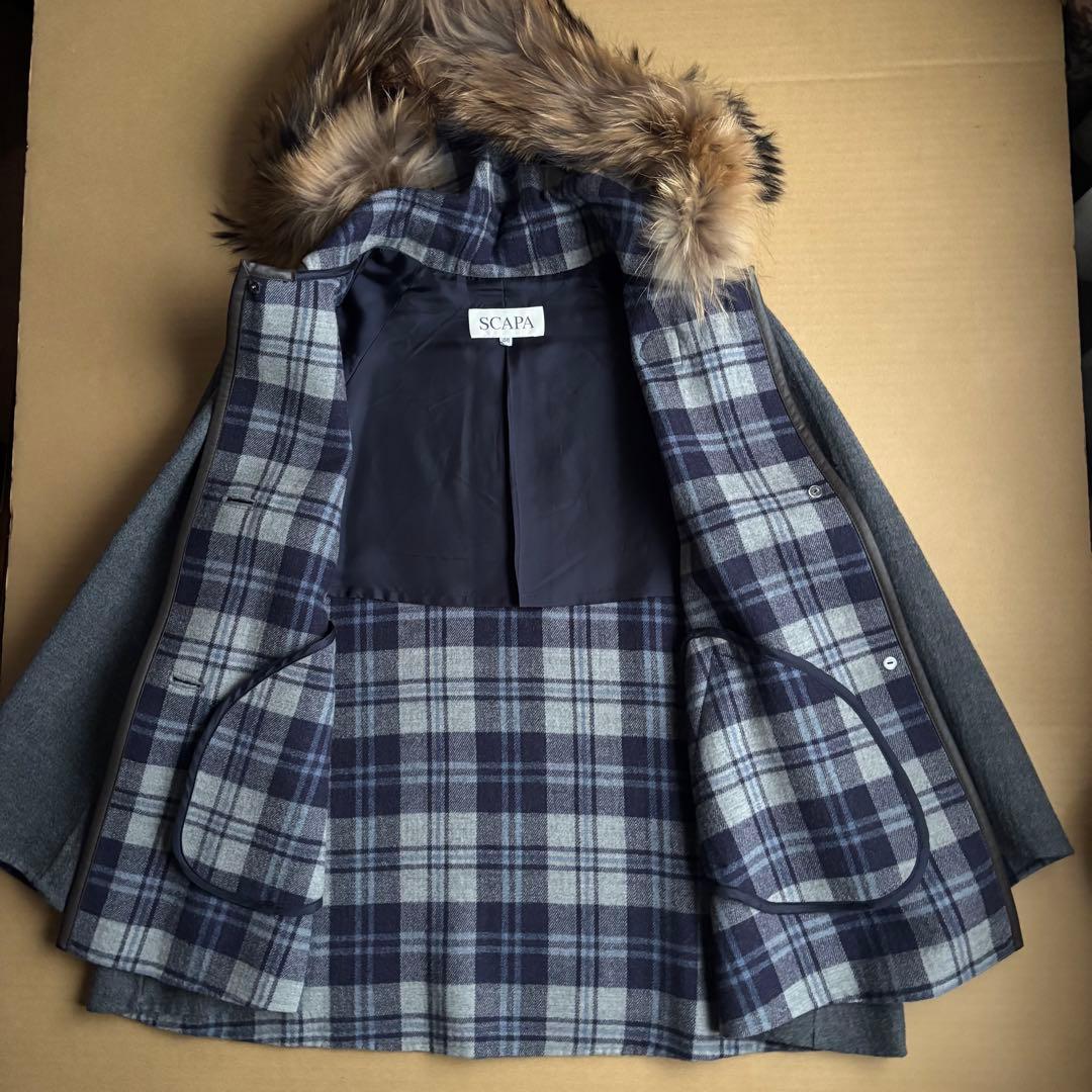 専用出品SCAPA 九分袖グレーウールコートと白タートルニット