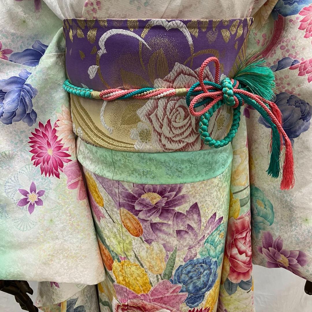 【大特価】ワケアリ 振袖セット 成人式 正絹 着付け練習用 白 103 ●