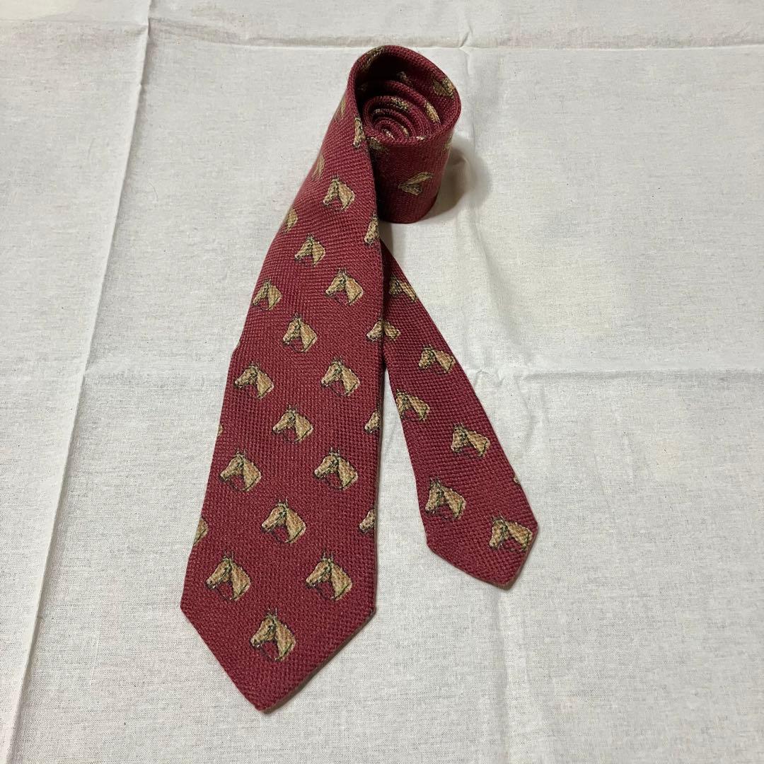 Drake's ドレイクス ネクタイ ホース柄 馬 バーガンディ