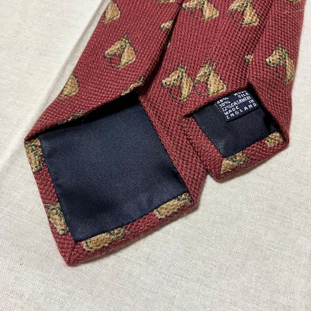 Drake's ドレイクス ネクタイ ホース柄 馬 バーガンディ