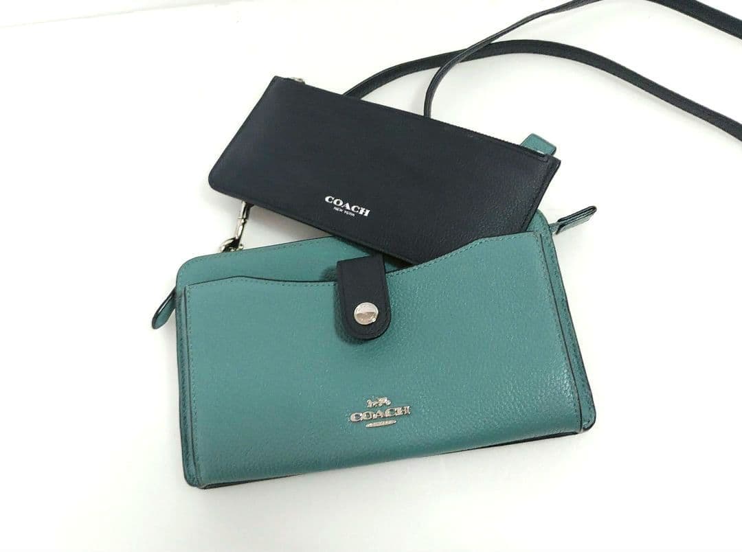 いの☆コーチ☆お財布ショルダー バッグ ミニショルダー☆ポーチ付き☆革