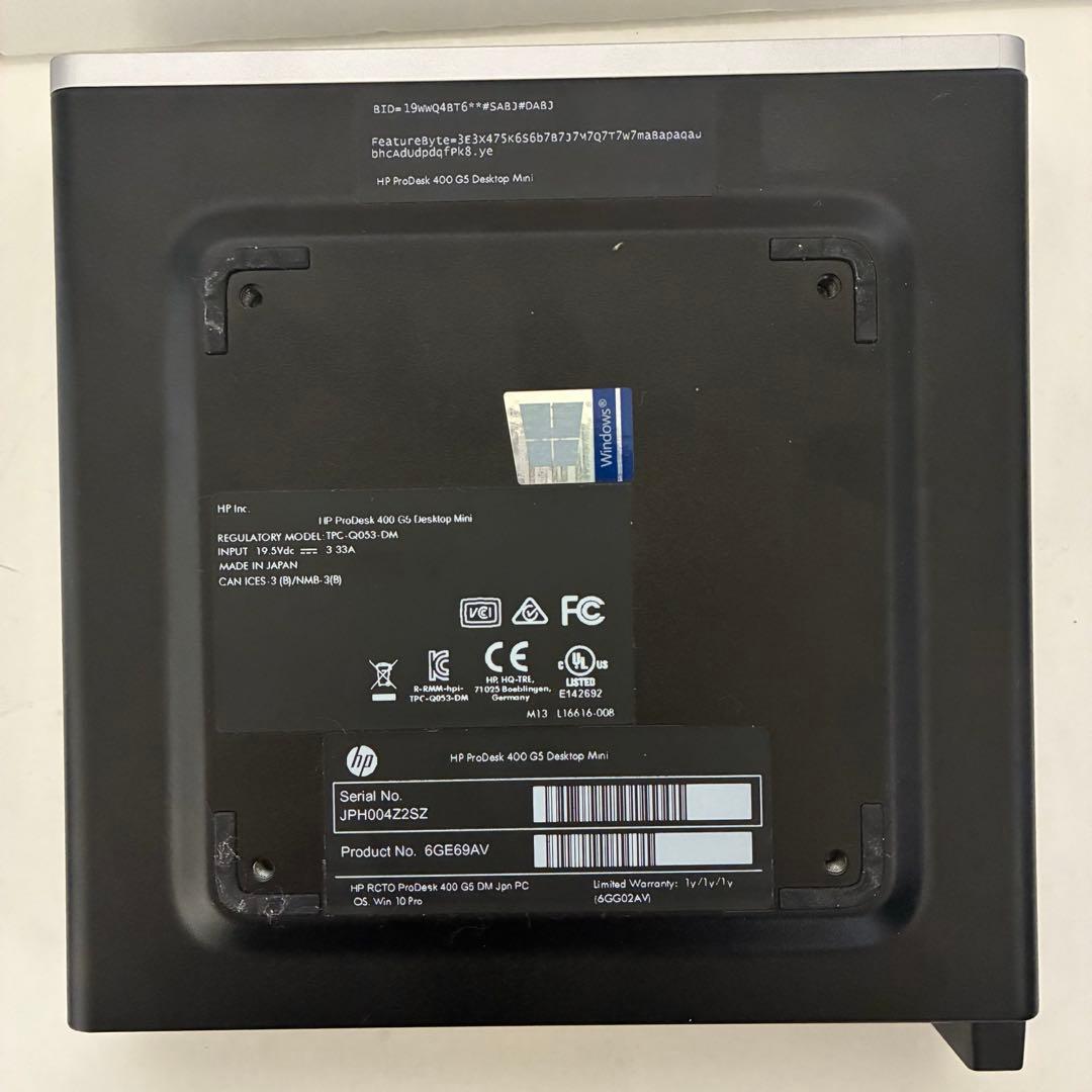 ミニPC HP Prodesk 400 G5 DM i5 9600T/8GB/256GB