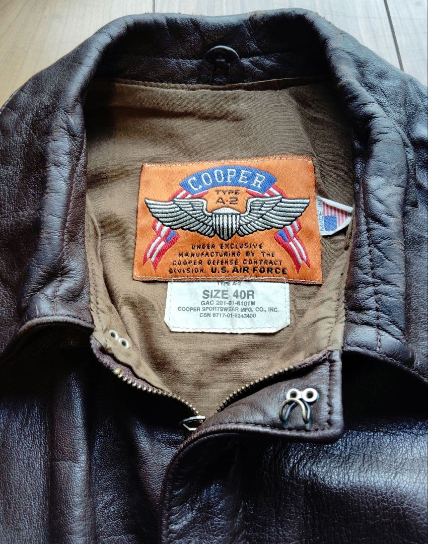 この状態COOPER A2 レザージャケット 40R ダークブラウン格安です